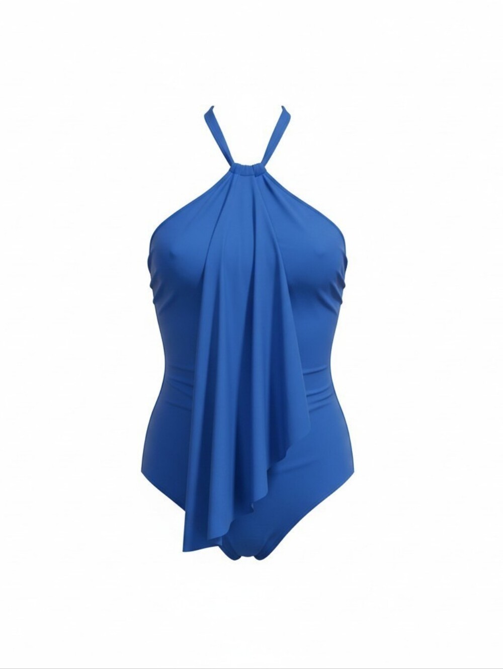 NWT Lauren Ralph Lauren Size 4 Royal Blue Halter Neck Ruffle Swimsuit 120$